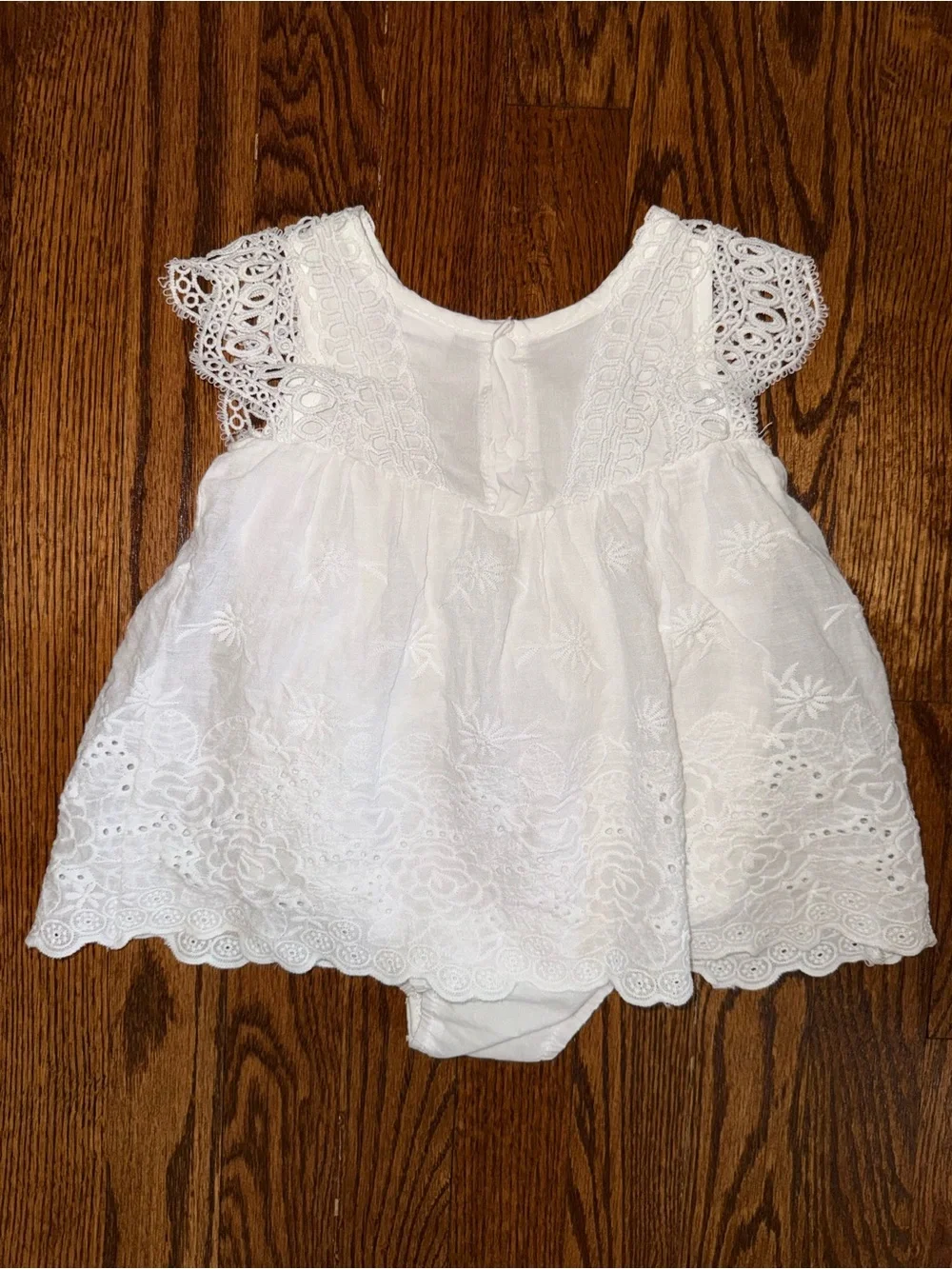 White Lace Baby Girl Lace-Trim One-Piece Bodysuit